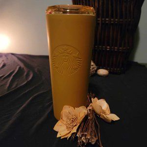 Starbucks Matte Mustard Yellow Soft Touch Cold Brew SS Tumbler 16oz Fall 2023